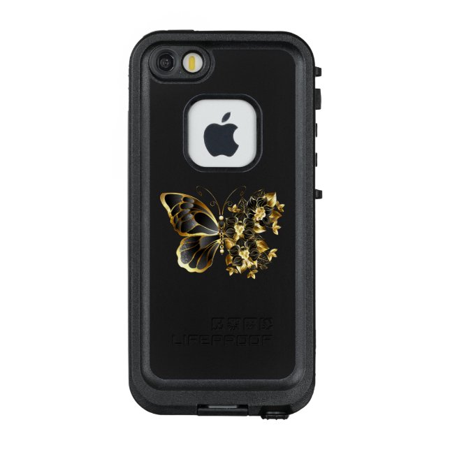 Coque LifeProof Pour iPhone Gold flower Butterfly with Black Orchid (Dos)