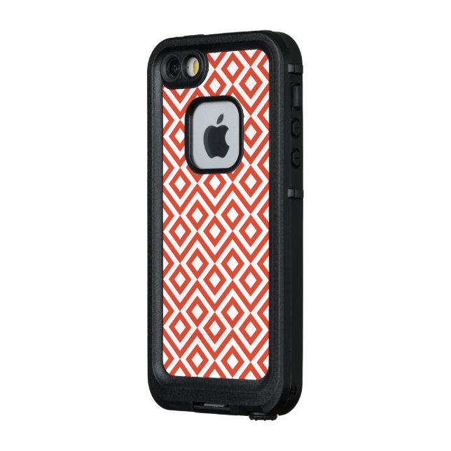 Coque LifeProof Pour iPhone Méandre orange et blanc géométrique (Dos/Gauche)