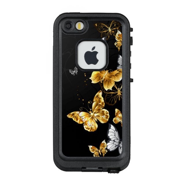 Coque LifeProof Pour iPhone Papillons blancs et dorés (Dos)