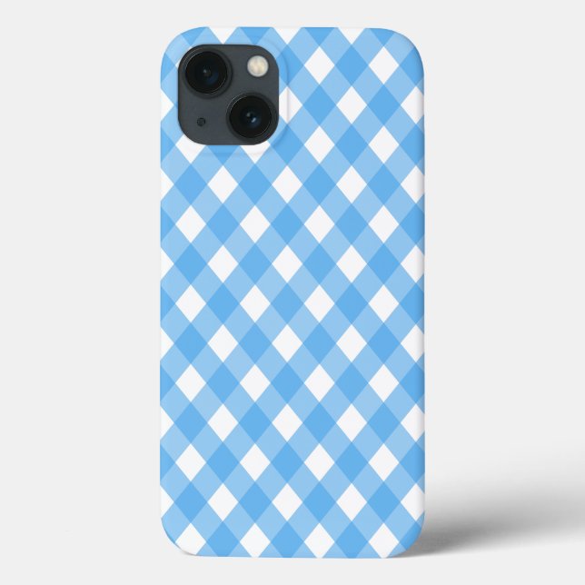 Coque-Mate bleu ciel en vichy coque iphone (Verso)