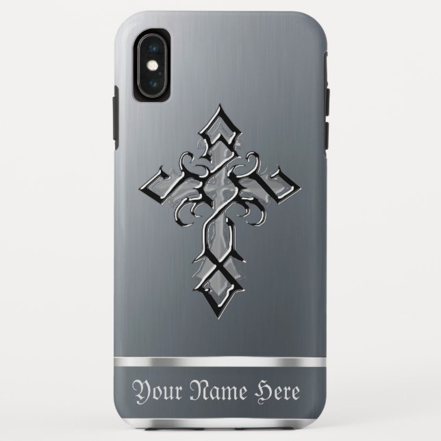 Coque max. pour iPhone XS Cross Medieval Chrome (Dos)