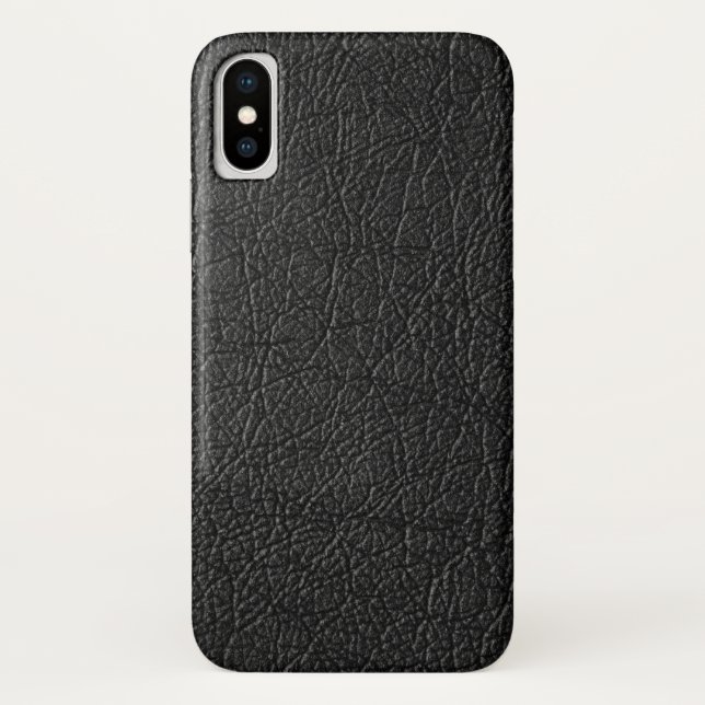 Coque mobile en cuir noir (Dos)