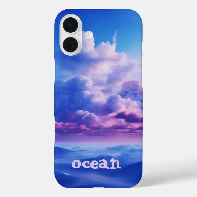 Coque Monogrammé Océan Bleu - Mate iPhone (Verso)