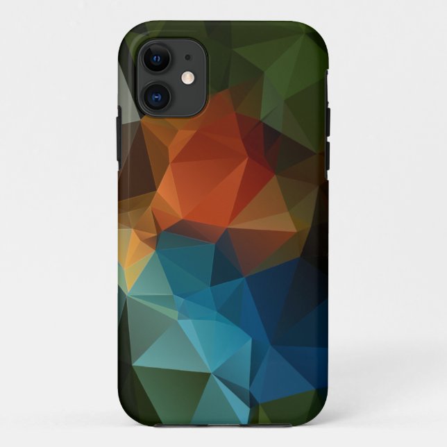 Coque Motif Abstrait Pyramide bleu orange vert-Ma (Dos)