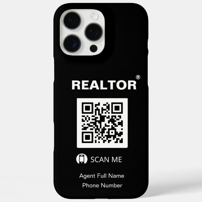 coque noir iPhone 16 Pro Max - Realtor®+QR Code (Verso)