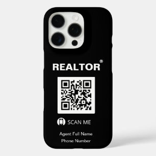 coque noir iPhone 16 Pro - Realtor®+QR Code