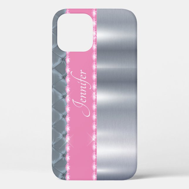 Coque personnalisé en argent rose métallique Samsu (Verso)