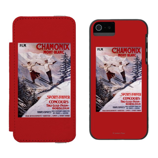 Coque Portefeuille Incipio Pour iPhone Affiche promotionnelle de ski (Côté par côté)