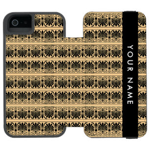 Coque-portefeuille iPhone 5 Incipio Watson™ Arabesque marron grec, Votre nom, Personnaliser