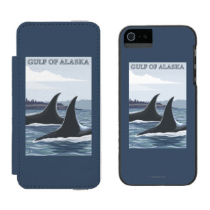Coque-portefeuille iPhone 5 Incipio Watson™ Baleines #1 - le golfe d'Alaska d'orque
