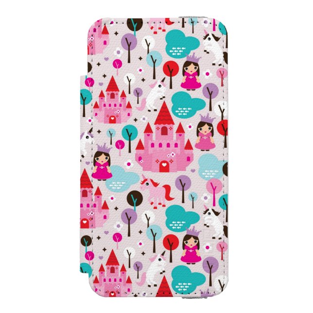 Coque Portefeuille Incipio Pour iPhone château et licorne de princesse d'enfants (Folio Devant)