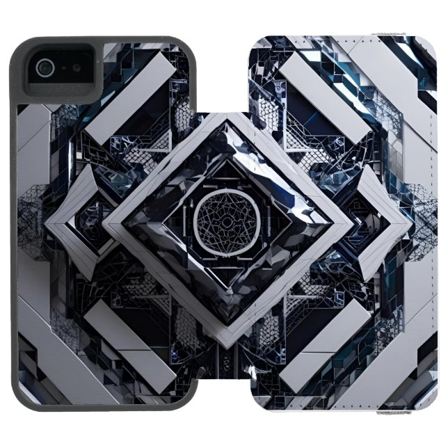 Coque Portefeuille Incipio Pour iPhone Cipher du pliage : Meta-Structure en ton glaciaire (Folio Ouvert)