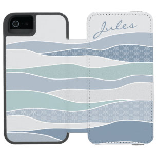 Coque-portefeuille iPhone 5 Incipio Watson™ Cool Bleu Vert Bleu Bleu Baies Courbées Abstraites