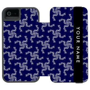 Coque-portefeuille iPhone 5 Incipio Watson™ Couronne de Noël, Bleue, Votre nom, Personnaliser