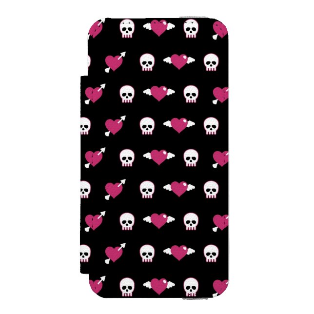 Coque Portefeuille Incipio Pour iPhone Crânes et coeurs (Folio Devant)