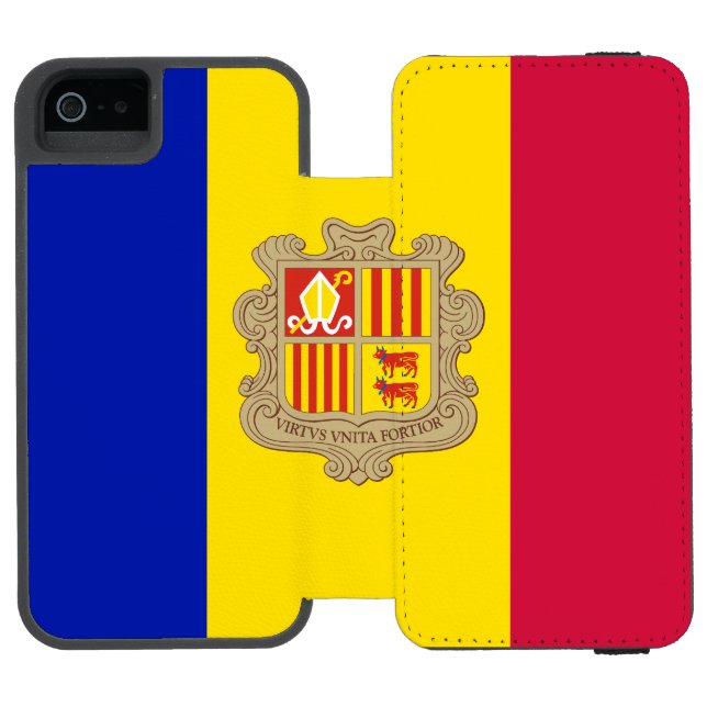 Coque Portefeuille Incipio Pour iPhone Drapeau d'Andorre patriotique (Folio Ouvert)