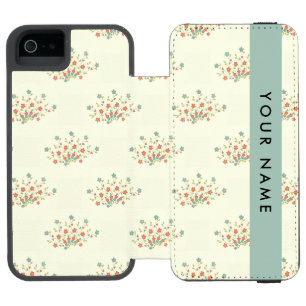 Coque-portefeuille iPhone 5 Incipio Watson™ Fleurs bleues et rouges, Bleu, Votre nom