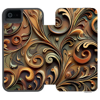 Coque-portefeuille iPhone 5 Incipio Watson™ Gaufrage baroque doré