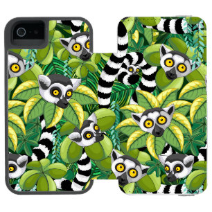 Coque-portefeuille iPhone 5 Incipio Watson™ Lémuriens de Madagascar dans une jungle exotique