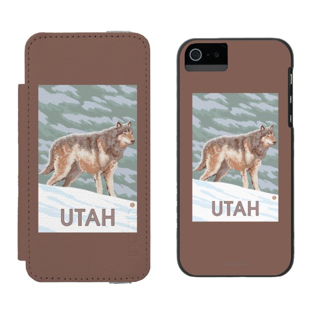 Coque Portefeuille Incipio Pour iPhone Loup gris StandingUtah (Côté par côté)