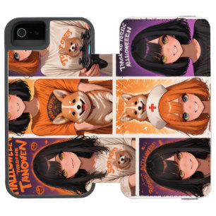 Coque-portefeuille iPhone 5 Incipio Watson™ Mignon art de collage d'Halloween d'anime   Filles