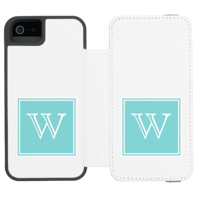 Coque Portefeuille Incipio Pour iPhone Monogramme Carré Turquoise (Folio Ouvert)