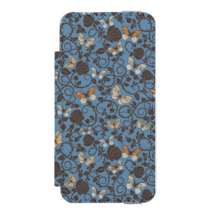 Coque-portefeuille iPhone 5 Incipio Watson™ motif avec les roses et le papillon