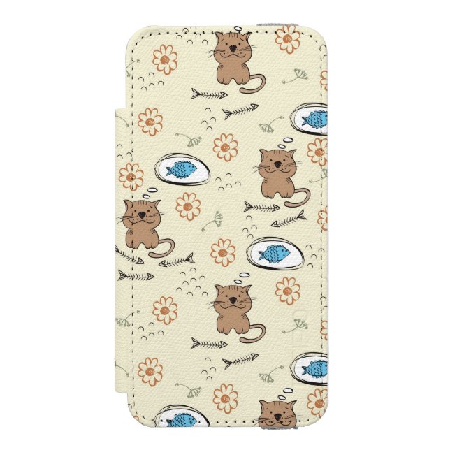 Coque Portefeuille Incipio Pour iPhone motif de chat et de poissons (Folio Devant)