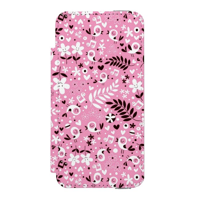 Coque Portefeuille Incipio Pour iPhone motif mignon de rose d'oiseaux et de fleurs (Folio Devant)
