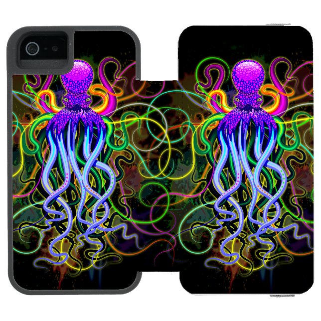 Coque Portefeuille Incipio Pour iPhone Octopus Luminescence psychédélique (Folio Ouvert)