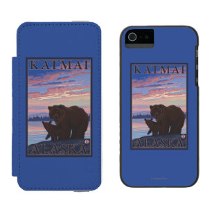 Coque-portefeuille iPhone 5 Incipio Watson™ Ours et CUB - Katmai, Alaska
