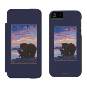 Coque-portefeuille iPhone 5 Incipio Watson™ Ours et CUB - Sitka, Alaska