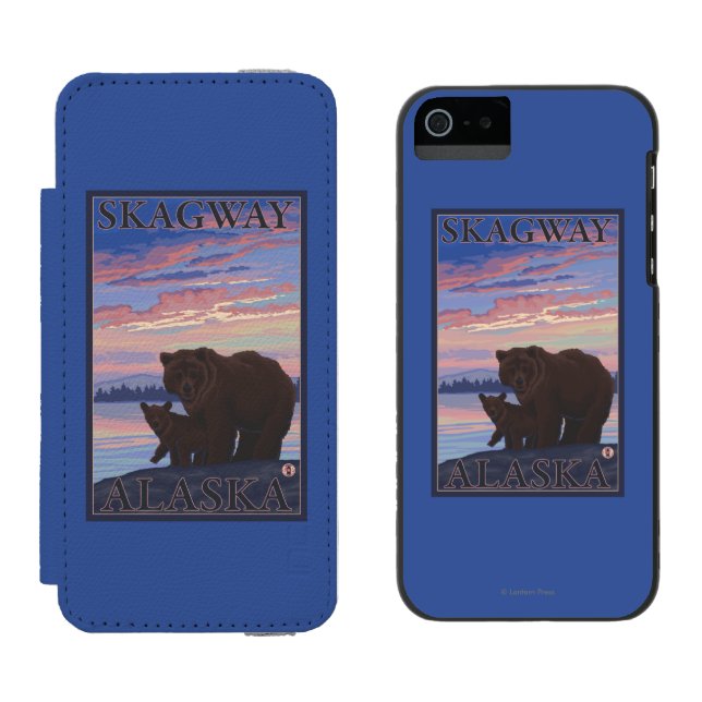 Coque Portefeuille Incipio Pour iPhone Ours et CUB - Skagway, Alaska (Côté par côté)