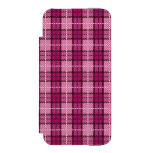 Coque-portefeuille iPhone 5 Incipio Watson™ Pixel Plaid_Magenta-Black