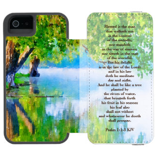 Coque-portefeuille iPhone 5 Incipio Watson™ Psaume1:1-3 Béni est l'homme chrétien