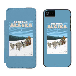 Coque-portefeuille iPhone 5 Incipio Watson™ Scène Sledding de chien - Cordova, Alaska