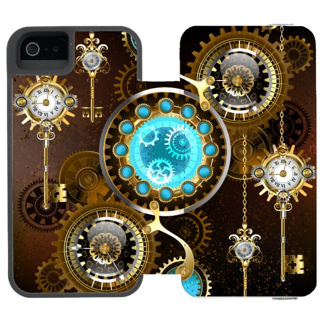 Coque Portefeuille Incipio Pour iPhone Steampunk Rusty Background (Folio Ouvert)