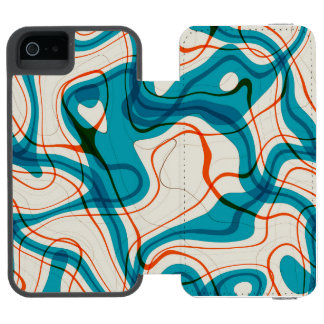 Coque-portefeuille iPhone 5 Incipio Watson™ Tourbillons turquoise et rouge