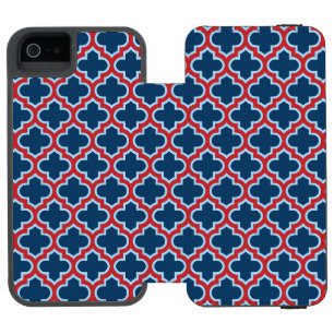Coque-portefeuille iPhone 5 Incipio Watson™ Trellis marocain bleu et rouge, treillis, Quatrefo