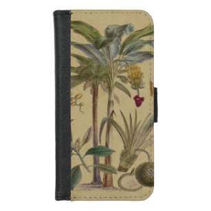 Coque Portefeuille Pour iPhone 8/7 Palm Antique Fruit Tropical Art Botanique
