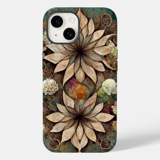 Coque Pour iPhone 14 Boho chic coque iphone de mandala floral (Verso)