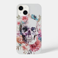 Boîtier téléphonique à crâne floral, coque iphone 
