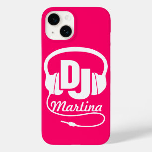 Coque Pour iPhone 14 Casque DJ fille nommé rose & blanc coque iphone