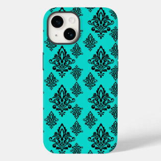 Coque Pour iPhone 14 Coque Iphone Damask - Turquoise foncé