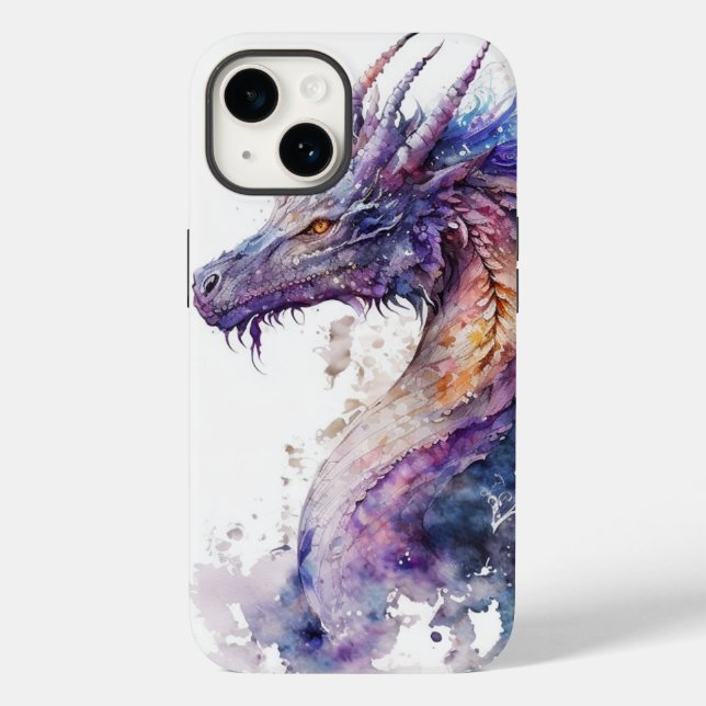 Coque Pour iPhone 14 Coque iphone de dragon aquarelle (Verso)