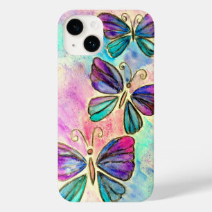 Coque Pour iPhone 14 Coque iphone de papillons rose pourpre