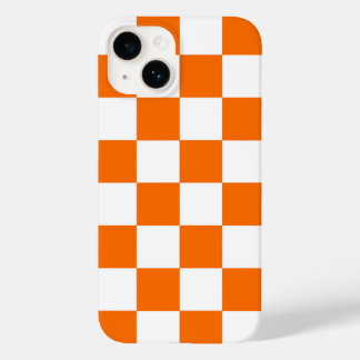 Coque Pour iPhone 14 Coque iphone Motif À damiers chèque orange blanc