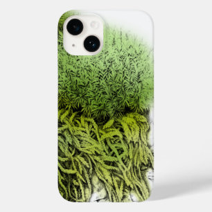 Coque Pour iPhone 14 Dessin de mousse avec coque iphone vert superposé