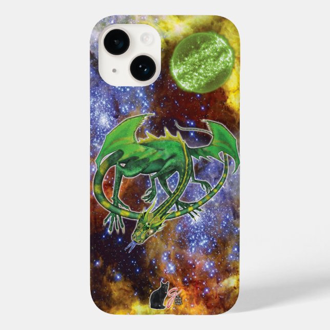 Coque Pour iPhone 14 Emerald Cosmic Dragon Coque-Mate coque iphone (Verso)