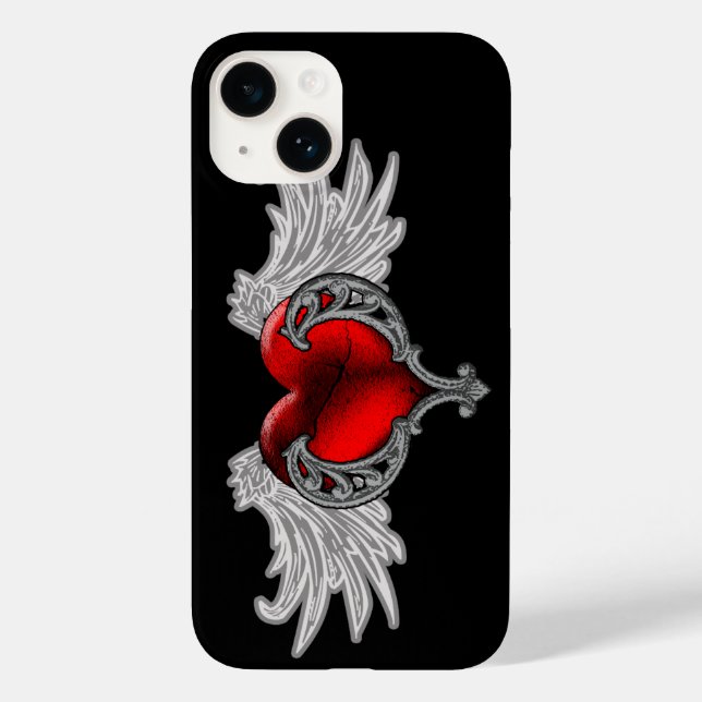 Coque Pour iPhone 14 Goth Heart avec Ange Wings iPhone 6 Coque (Verso)